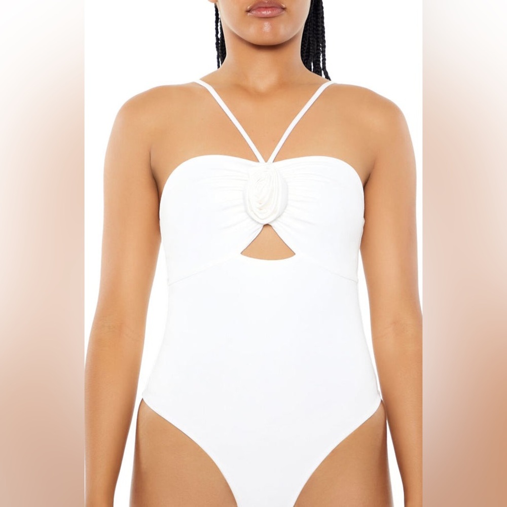 NWOT Forever 21 Rose White Bodysuit